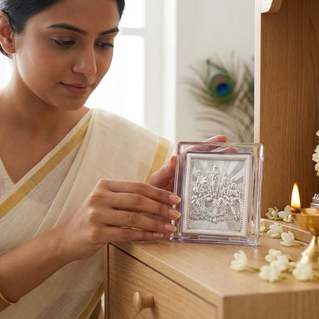 Divine Shiv Parivar Silver-Plated Frame | Lord Shiva Family Acrylic Idol for Home Decor & Gifting